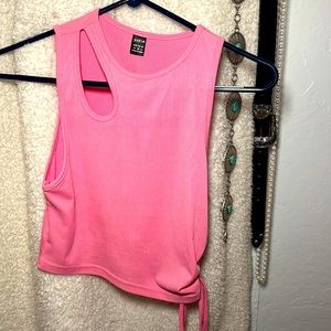 Pink cropped side ruched tank top size medium 6
